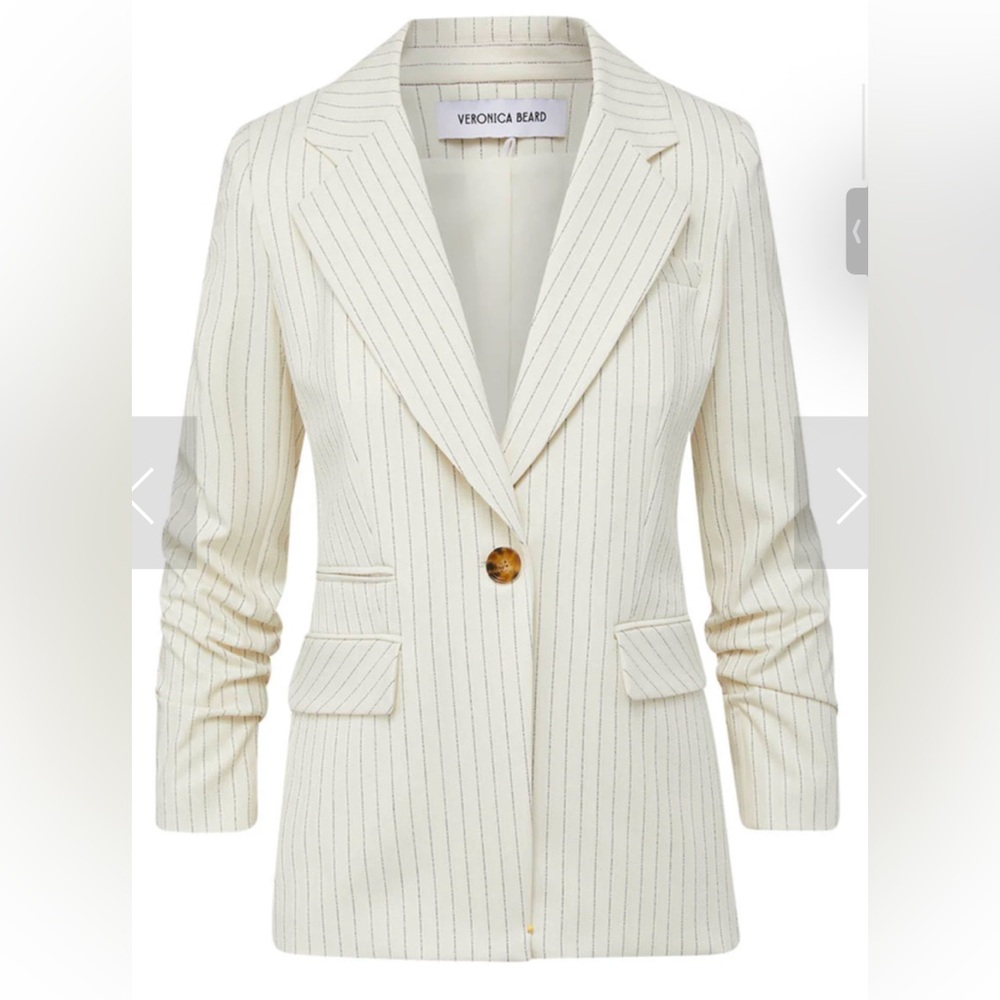 Veronica Beard Elegant Battista Dickey one button / Zippered pinstriped Blazer